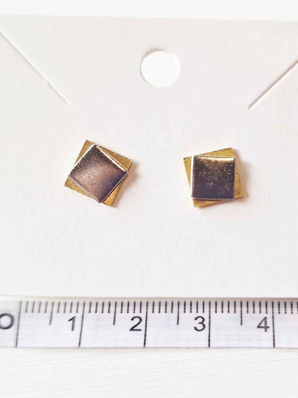 ◼️ Vintage Modular Geometric Stud Earrings – 1980s Modernist Design